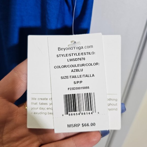 🏷️NWT Beyond Yoga On the Down Low T-Shirt In Azure Blue Heather - Size Small - Picture 7 of 10